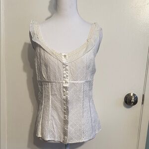 Buffalo David Bitton White Lace Button-Down Blouse